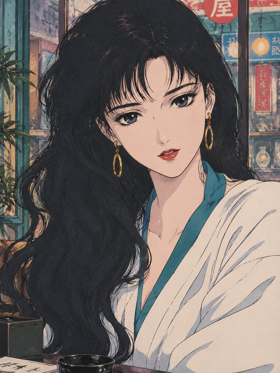 Original preview image for the prompt “画幅比例:3:4。复古少女漫画彩色插画,接近1980至1990年代传统赛璐璐动画与旧式漫画彩页的优雅梦幻气质;采用...” — creator credit: MANISH1027512