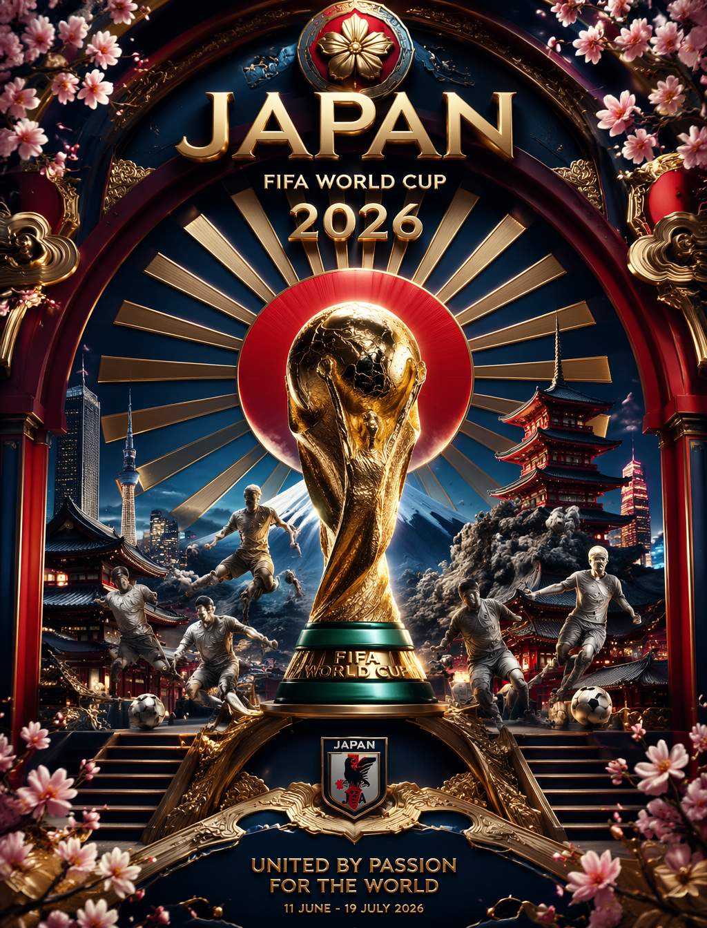 Original preview image for the prompt “Ultra-detailed 3D baroque poster, Japan World Cup 2026, F...” — creator credit: user_3a66c469
