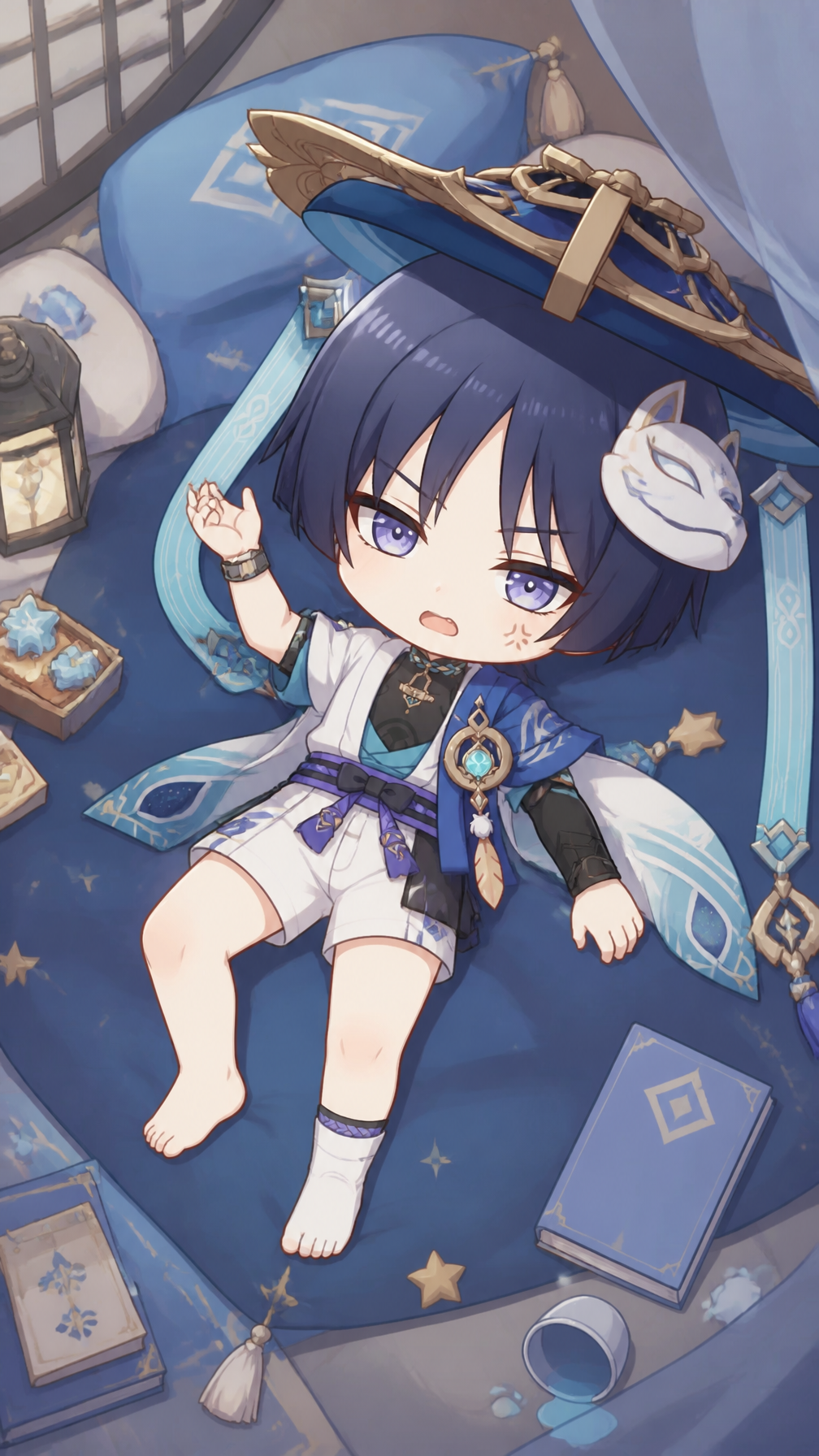 Original preview image for the prompt “二次元,白色短袜,白色短袜,迷人小眼睛,背景风格配色都和图中的人物相关,带着项圈,带着一个手链,穿着白色超短裤,平...” — creator credit: user_2ef77ddc