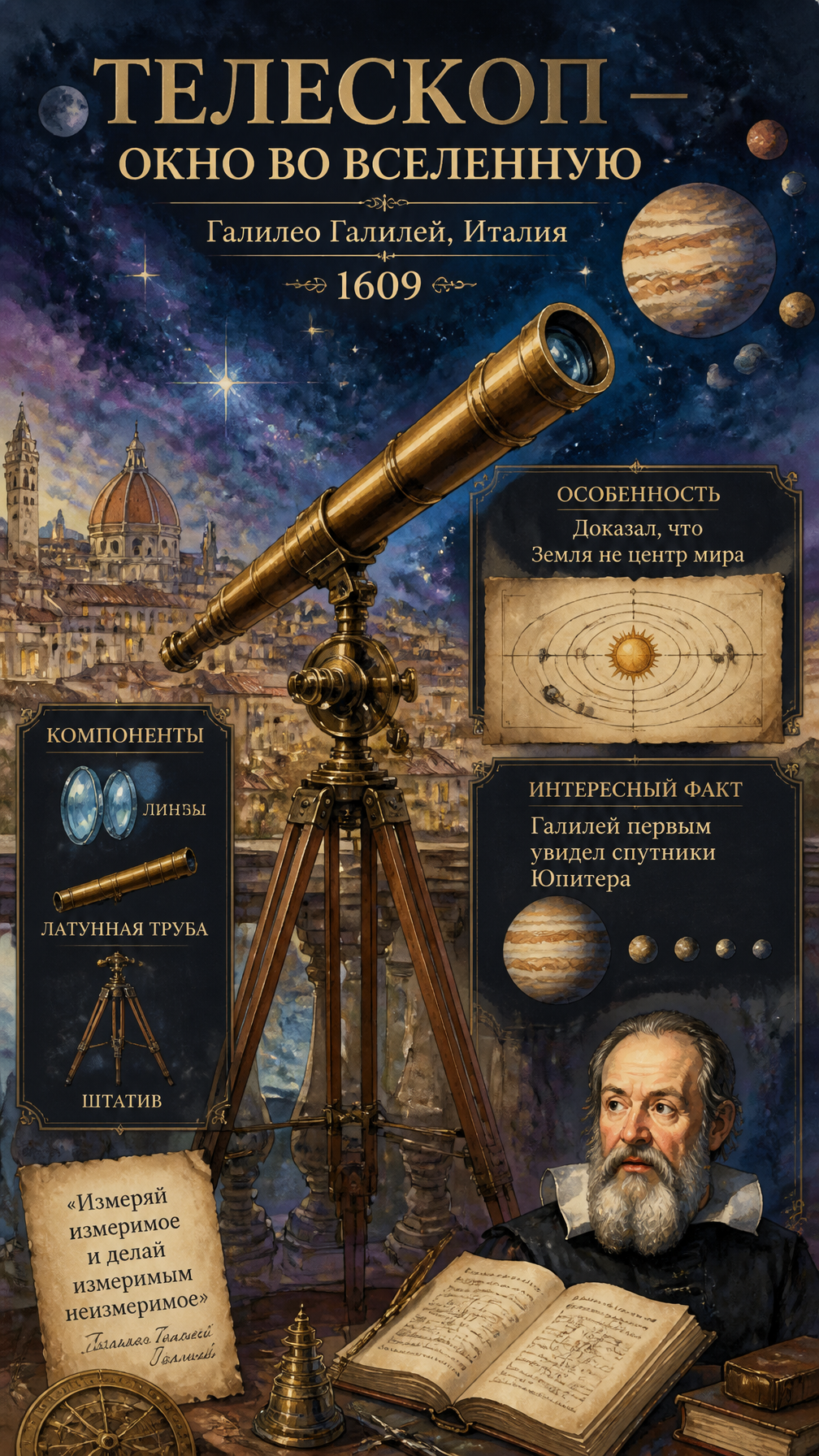 Original preview image for the prompt “Телескоп (Галилео Галилей, 1609) — акварель звёздного неба” — creator credit: user_3a66c469