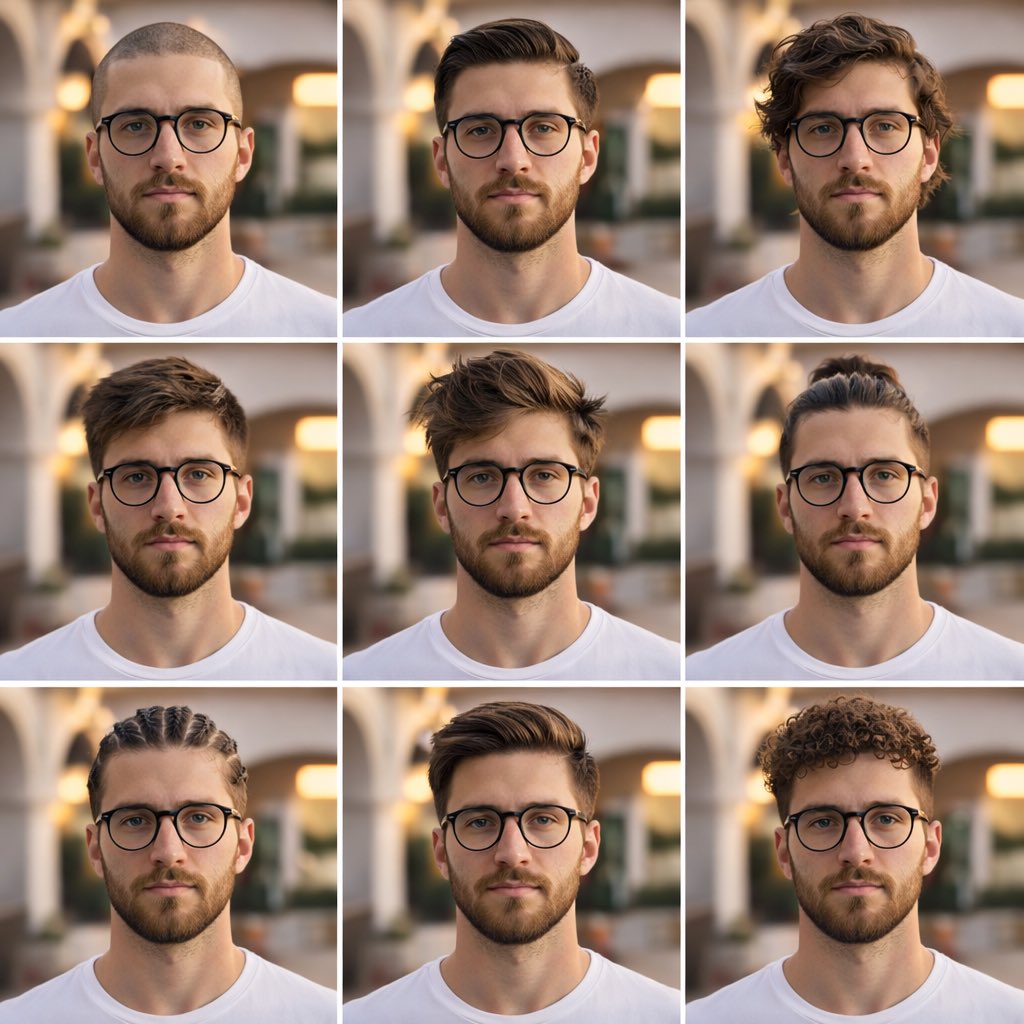 Original preview image for the prompt “description: "A clean, aesthetic 3x3 collage portrait sho...” — creator credit: Duet | AI (@Sheldon056)