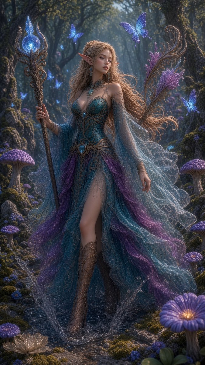 Original preview image for the prompt “A stunning beautiful elven woman with pointed ears, long ...” — creator credit: PamWestmor85243