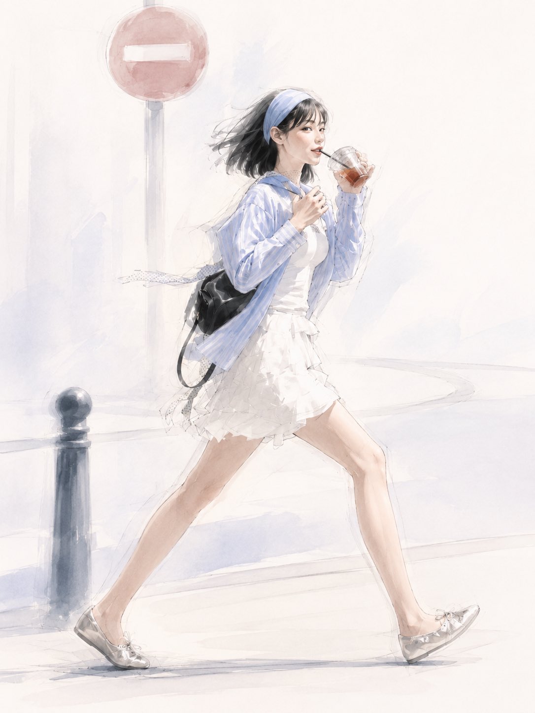 Original preview image for the prompt “女性插画极简街头城市可爱”